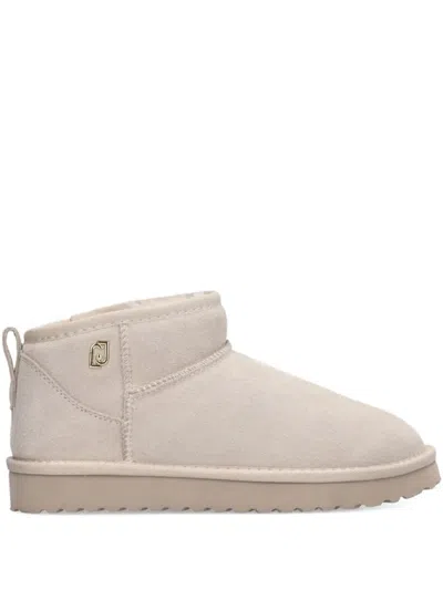 Liu •jo Pull-tab Suede-leather Boots In Neutral