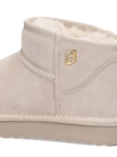 Liu •jo Pull-tab Suede-leather Boots In Neutral