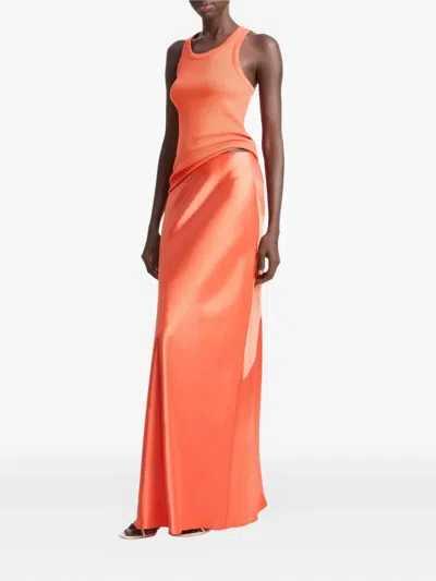 缎面斜裁超长半身裙