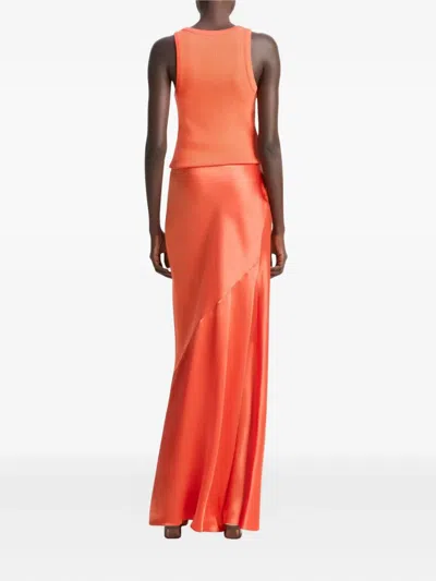 缎面斜裁超长半身裙