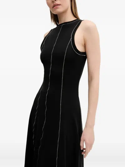 Desigual Sleeveless A-line Midi Dress In Black