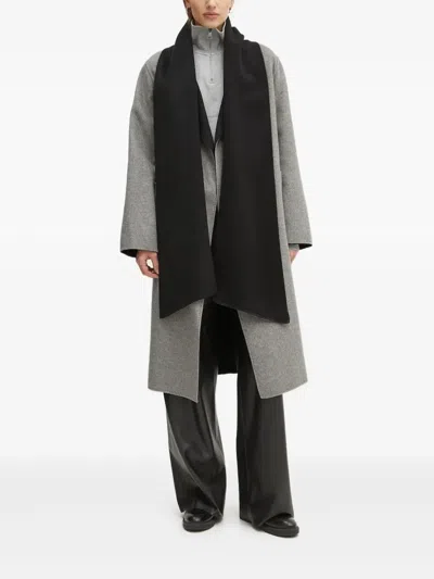 Karl Lagerfeld Belted Two-tone Wool-blend Coat In Black