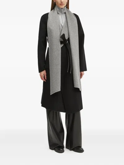 Karl Lagerfeld Belted Two-tone Wool-blend Coat In Black