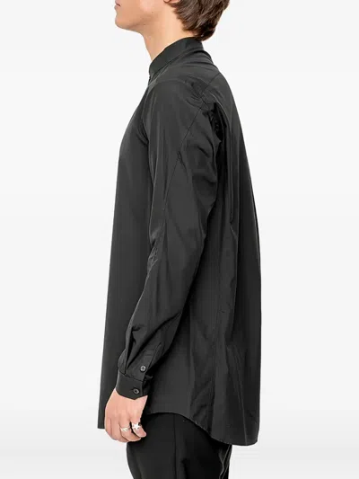 Devoa Mandarin-collar Rear-yoke Shirt In Black