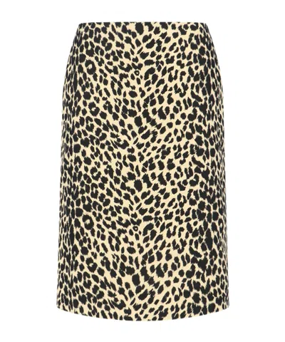 Aspesi Animal Print High-waisted Knee Length Midi Skirt In Black