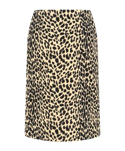 Aspesi Animal Print High-waisted Knee Length Midi Skirt In Black