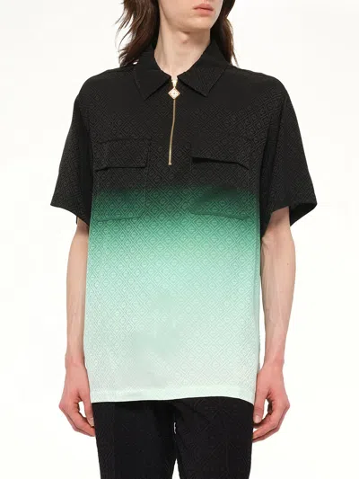 Casablanca Shirt With All-over Monogram Print In Black