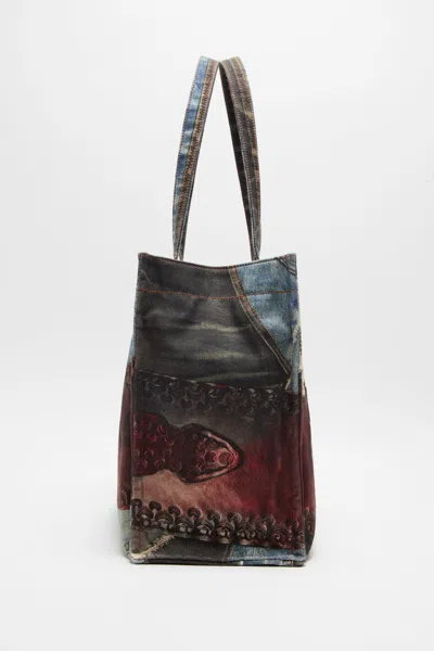 Acne Studios Denim-patch Heart Tote Bag In Multi