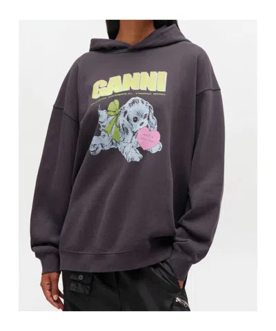 Ganni Isoli Oversized Phantom Sweatshirt In Gray