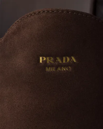 Prada Suede Mules In Brown