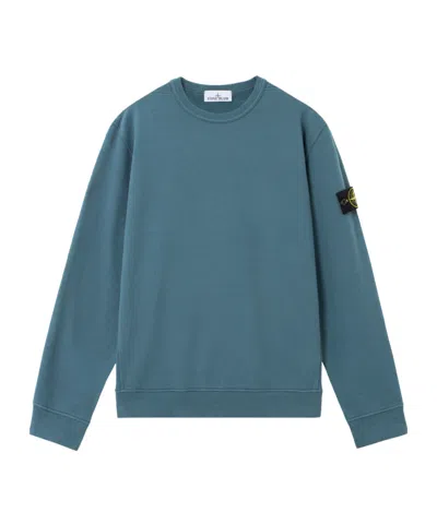 Stone Island Regular-fit Crewneck Sweatshirt With Ribbed Inserts In Blue