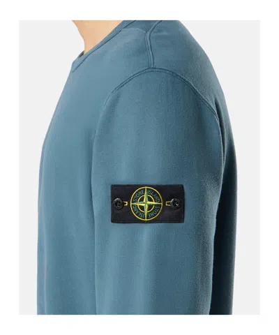 Stone Island Regular-fit Crewneck Sweatshirt With Ribbed Inserts In Blue