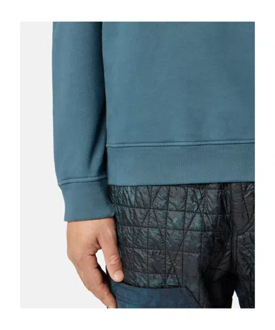 Stone Island Regular-fit Crewneck Sweatshirt With Ribbed Inserts In Blue