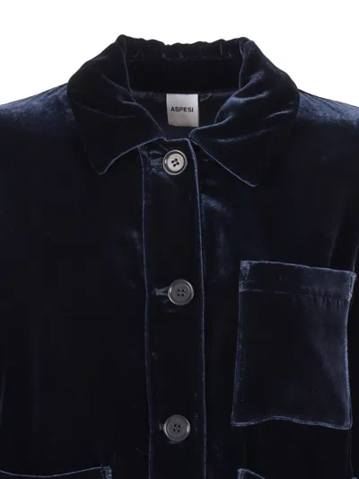 Aspesi Button-down Long-sleeved Casual Jacket In Blue