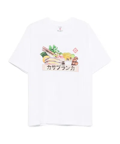 Casablanca White Cotton Short-sleeved T-shirt With Graphic Print In White