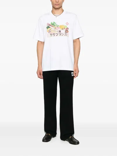 Casablanca White Cotton Short-sleeved T-shirt With Graphic Print In White