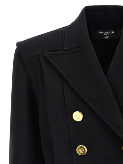 Balmain Tailored Coat With Double-breasted Design In Black