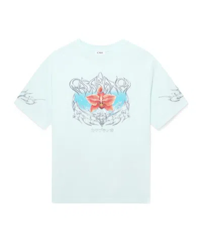 Casablanca Graphic Print Crew Neck Short Sleeve T-shirt In Blue