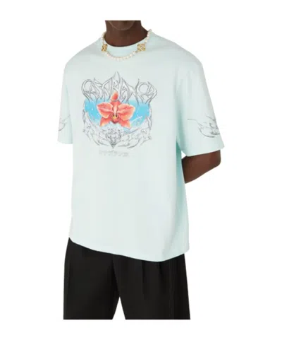 Casablanca Graphic Print Crew Neck Short Sleeve T-shirt In Blue