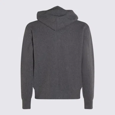 Lardini Hooded Sweater Featuring Front Pockets In Gray