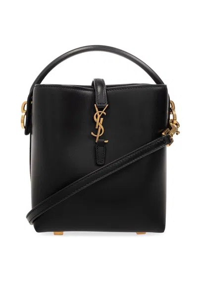 Saint Laurent Le 37 Mini Ysl Bucket Bag In Smooth Leather In Black