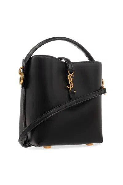 Saint Laurent Le 37 Mini Ysl Bucket Bag In Smooth Leather In Black