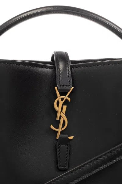 Saint Laurent Le 37 Mini Ysl Bucket Bag In Smooth Leather In Black