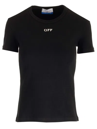 Off-white Black Slim-fit T-shirt In Multi