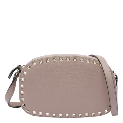 Valentino Garavani Chain Strap Studded Pebbled Texture Cross-body Bag In Gray