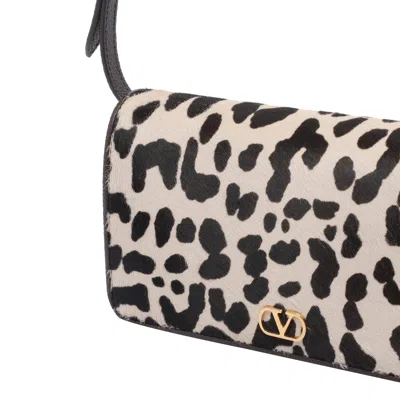 Valentino Garavani Printed Calf Hair Mini Vlogo Signature Shoulder Bag In White