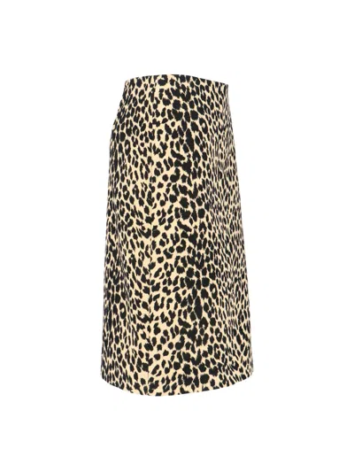Aspesi Animal Print High-waisted Knee Length Midi Skirt In Multi