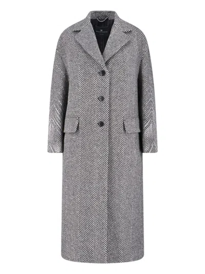 Ermanno Scervino Herringbone-pattern Button Coat In Gray