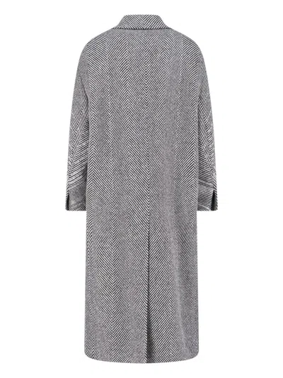 Ermanno Scervino Herringbone-pattern Button Coat In Gray