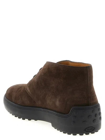 Tod's Suede Leather Ankle Boots In Brown