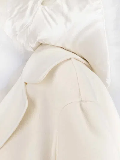Ermanno Scervino Single-breasted Midi Tailored Coat With Belt And Collar In Real Sheepskin Fur In White