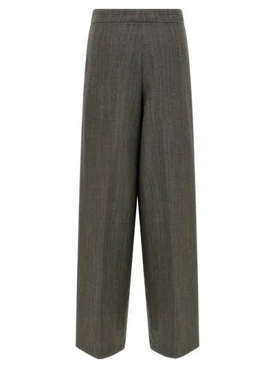 Dries Van Noten Wide Gray Wool Palazzo Pants In Gray