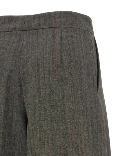 Dries Van Noten Wide Gray Wool Palazzo Pants In Gray