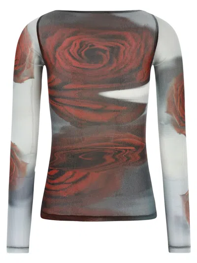 Jean Paul Gaultier Rose Mesh Floral Top In Multi