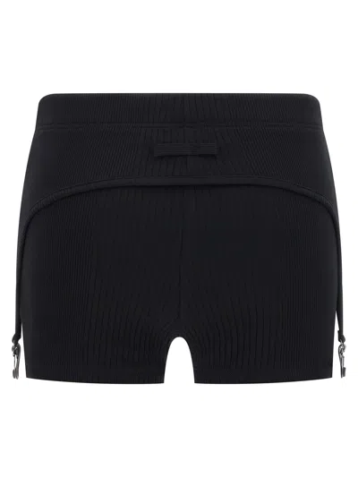 Jean Paul Gaultier Mini Shorts "the Garter" In Black
