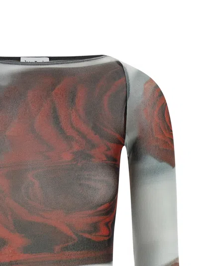 Jean Paul Gaultier Rose Mesh Floral Top In Multi