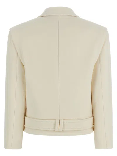 Balmain Double-breasted Wool Coat In White
