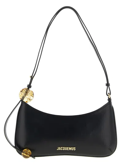 Jacquemus Le Bisou Perle Smooth Leather Bag In Black