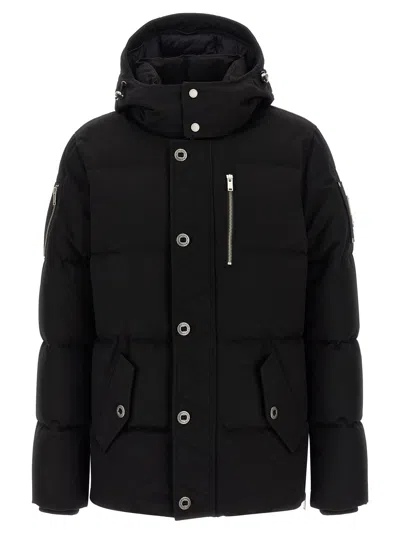 Moose Knuckles Forrestville Black Down Jacket With Fixed Hood And Logo Patch On The Sleeve In Cotton Blend Man In Black
