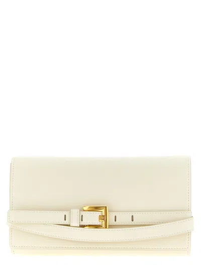 Balmain Crinkled Leather Wallet With Shuffle Chain In White