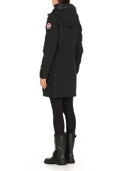 Canada Goose Mid-length Padded Coat With Detachable Hood And Quilted Design In Black