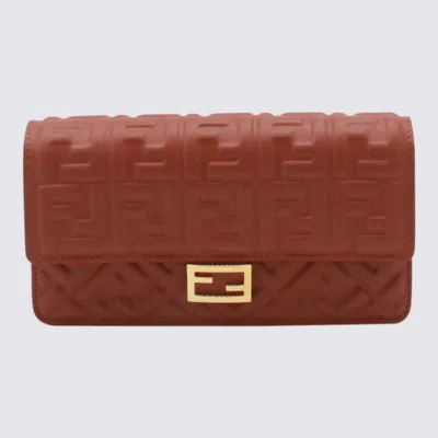 Fendi Sienna Leather Baguette Mini Bag In Brown