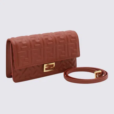 Fendi Sienna Leather Baguette Mini Bag In Brown