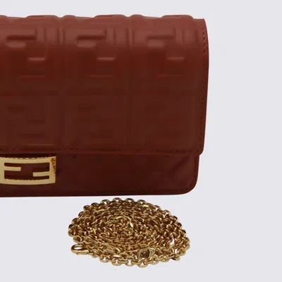 Fendi Sienna Leather Baguette Mini Bag In Brown