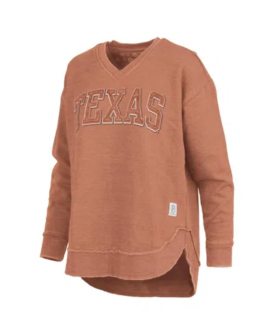 Pressbox Women's Texas Orange Texas Longhorns Westin Poncho V-neck Pullover Sweatshirt In Orange