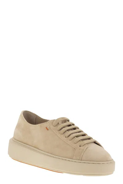 Santoni Suede Sneakers In Neutral
